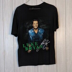 Luke Bryan Kick Up The Dust Band Tour Tee 2015 Black Double Sided EUC SZ S